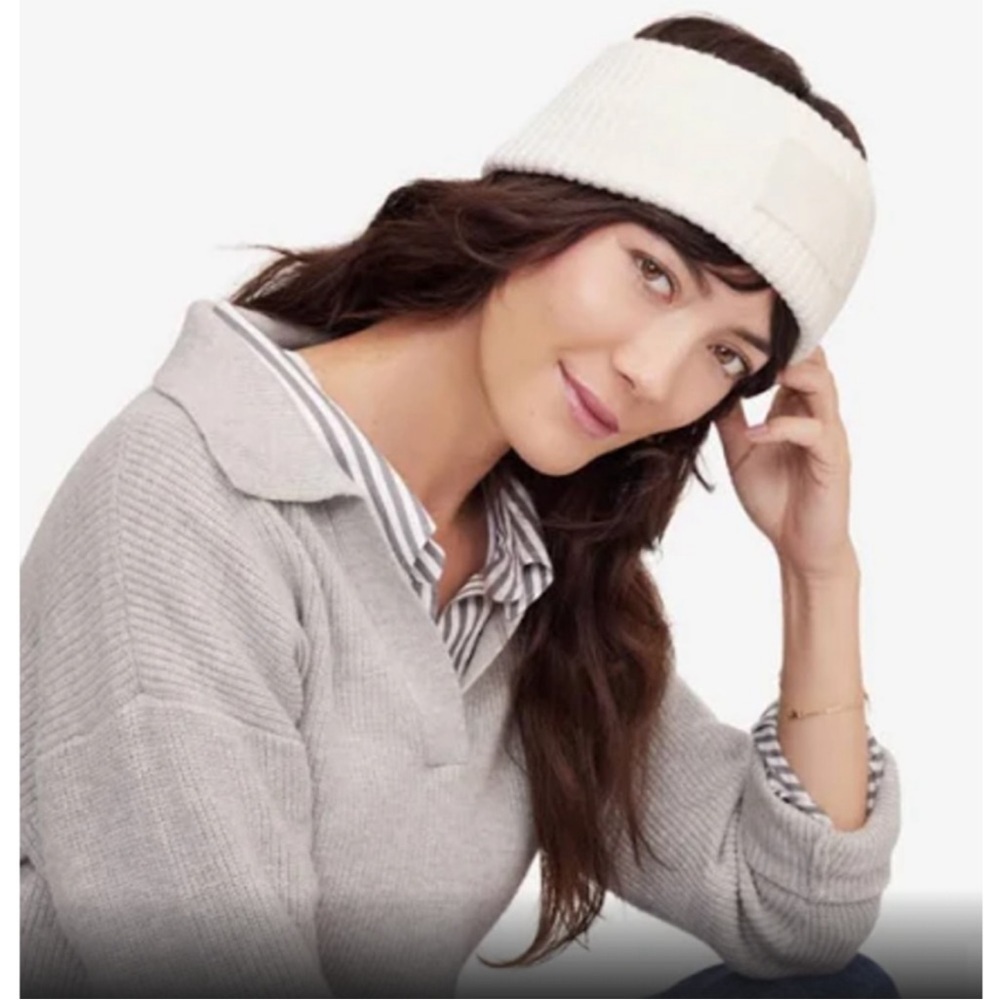 COACH Cable Knit Winter White Headband NWT